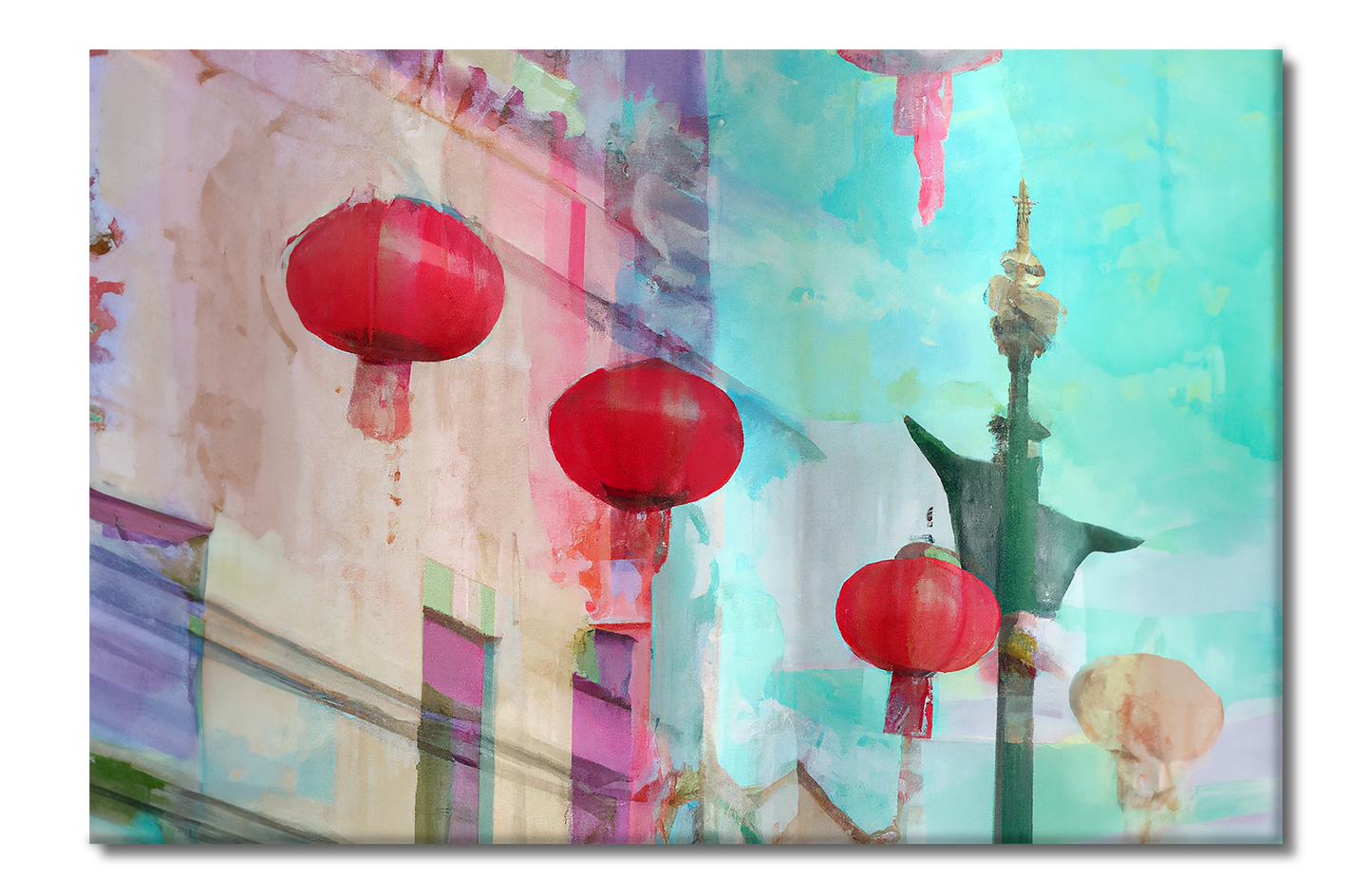 Hanging Paper Lanterns, Urban Vibes, Digital Art, Canvas Print, High Quality Image, For Home Decor & Interior Design