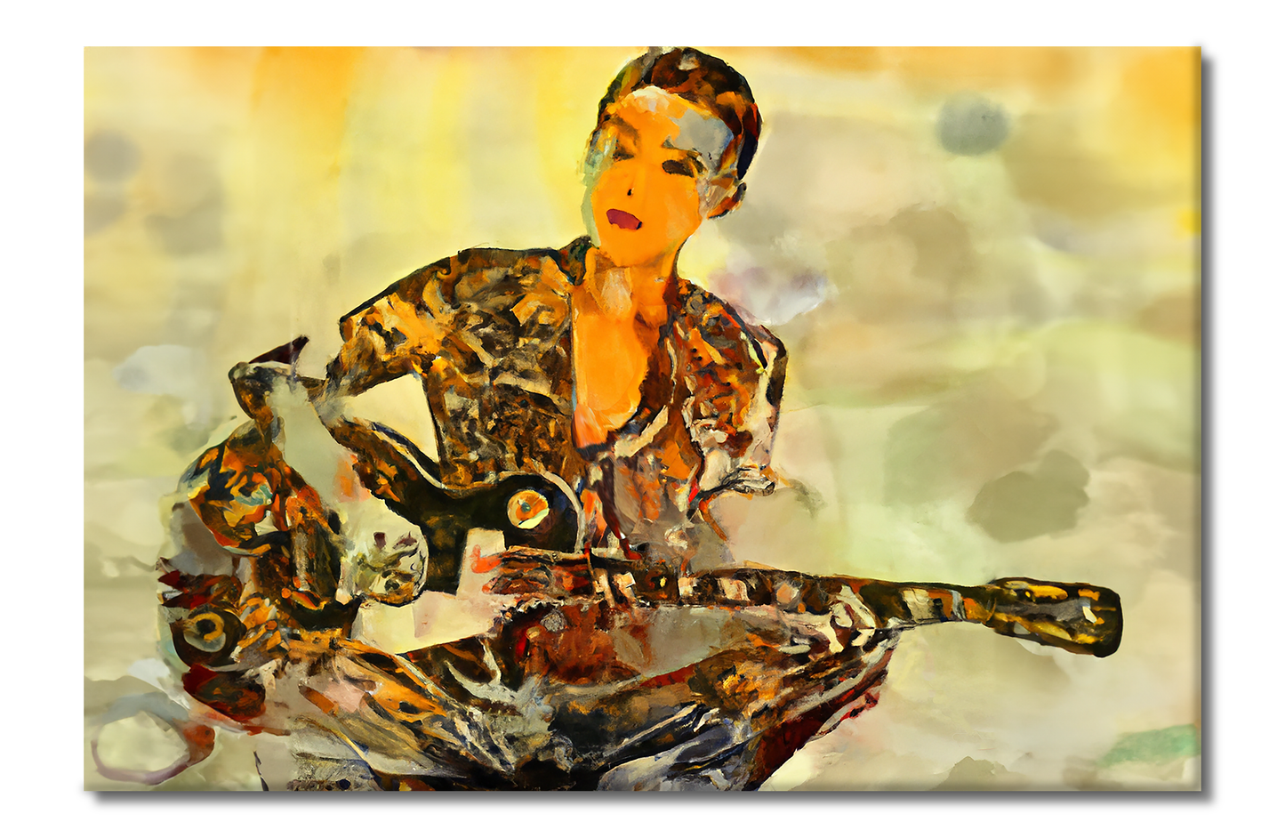 Play Guitar, Portraits, Digital Art, Canvas Print, High Quality Image, For Home Decor & Interior Design