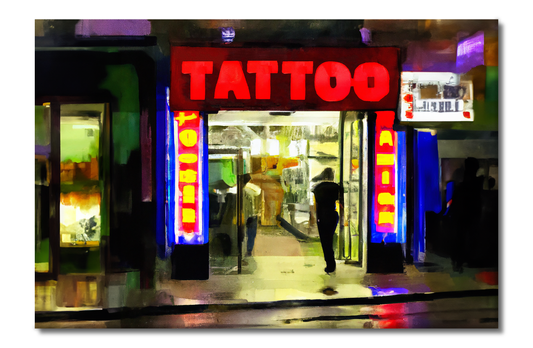 Tattoo Parlor, Urban Vibes, Digital Art, Canvas Print, High Quality Image, For Home Decor & Interior Design