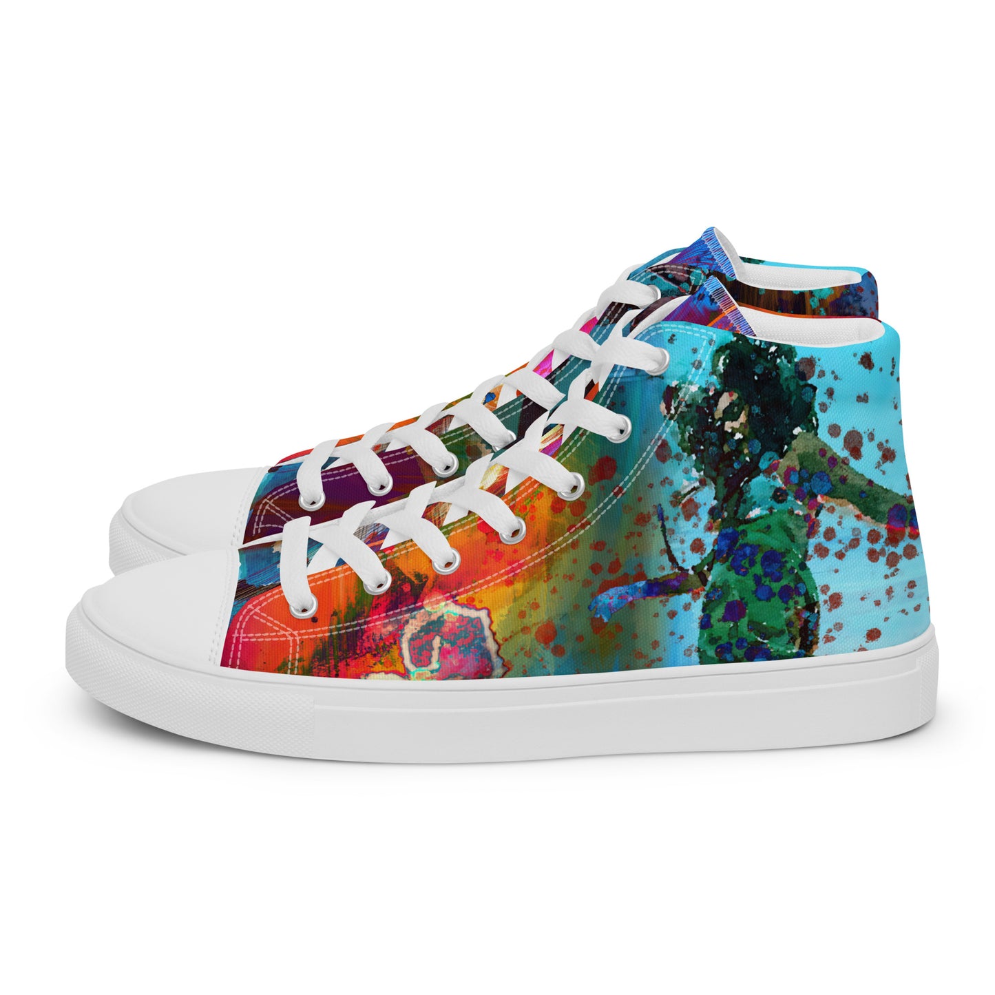 Action Series, Womens High Tops, Original Art, Top Love, from the Neon Love Series, Sneakers, Shoes, Laces, Canvas, Casual