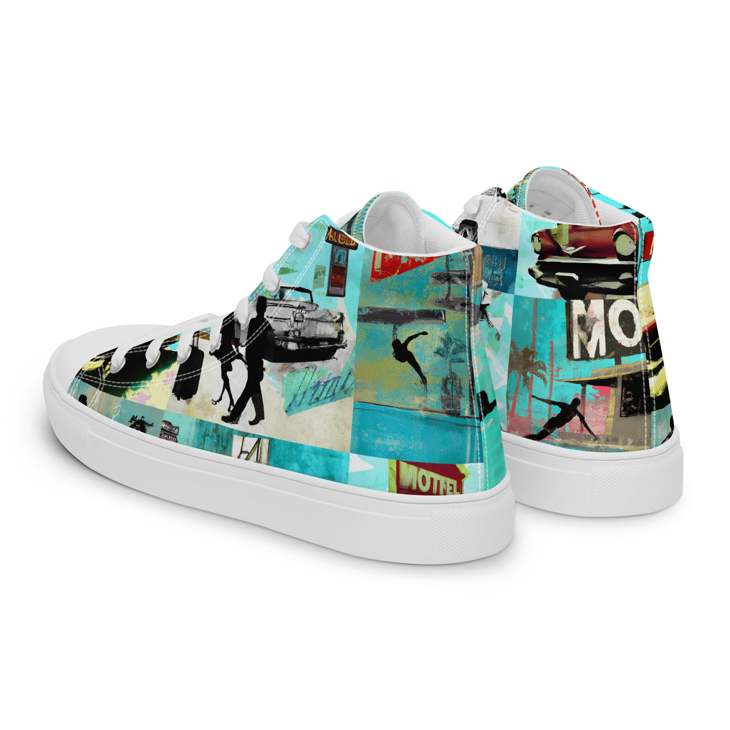 Route 66, Original Art, Retro, Women’s High Top Canvas Shoes