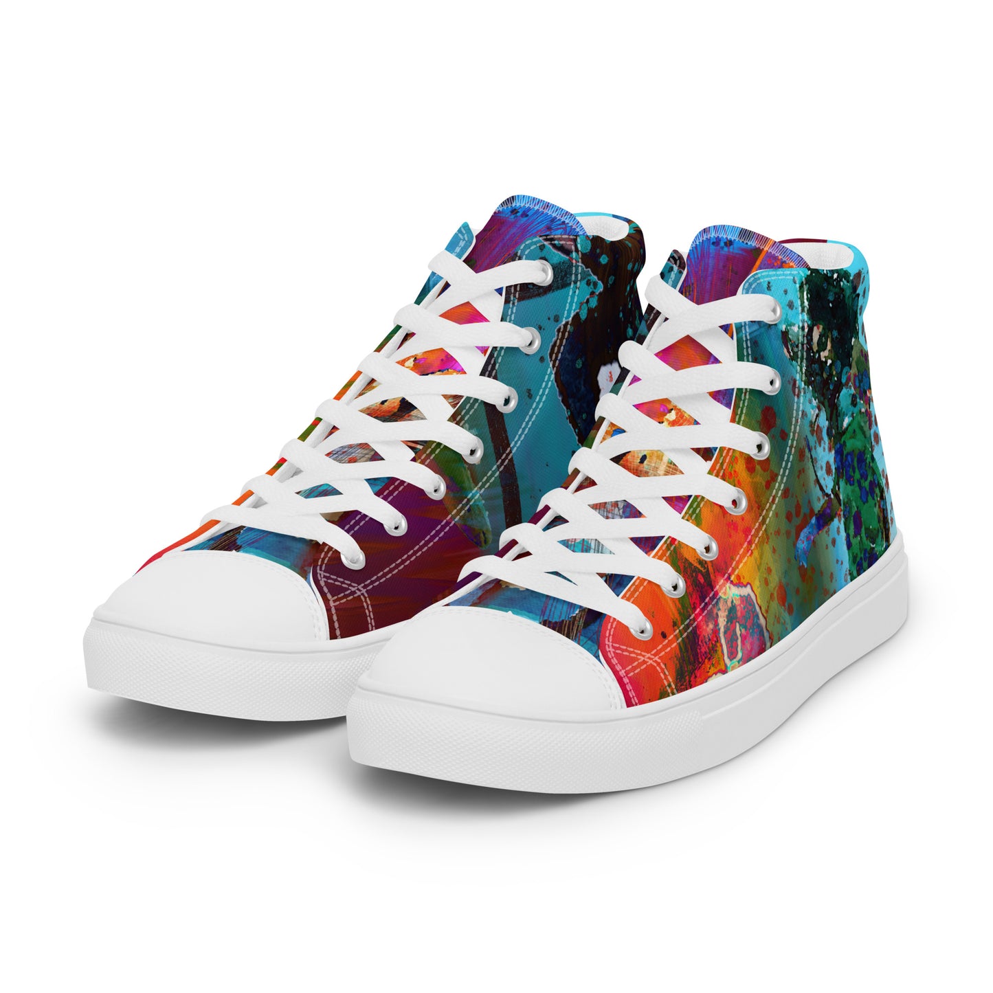 Action Series, Womens High Tops, Original Art, Top Love, from the Neon Love Series, Sneakers, Shoes, Laces, Canvas, Casual