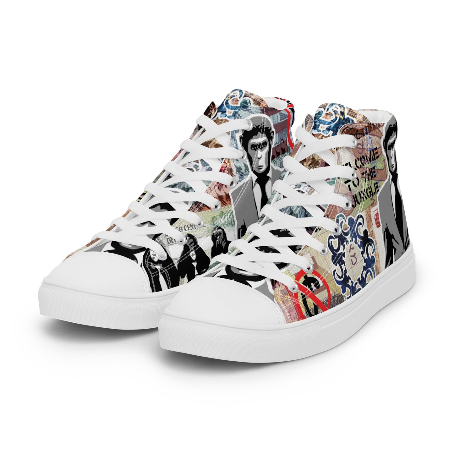 Monkey Business, Urban Abstract, Original Art, Women’s High Top Canvas Shoes