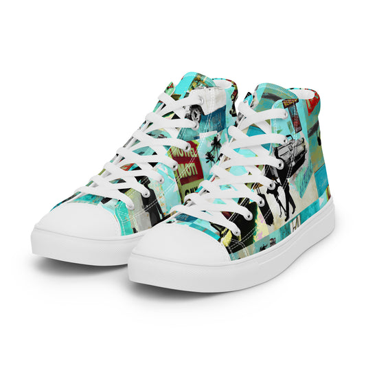 Route 66, Original Art, Retro, Women’s High Top Canvas Shoes