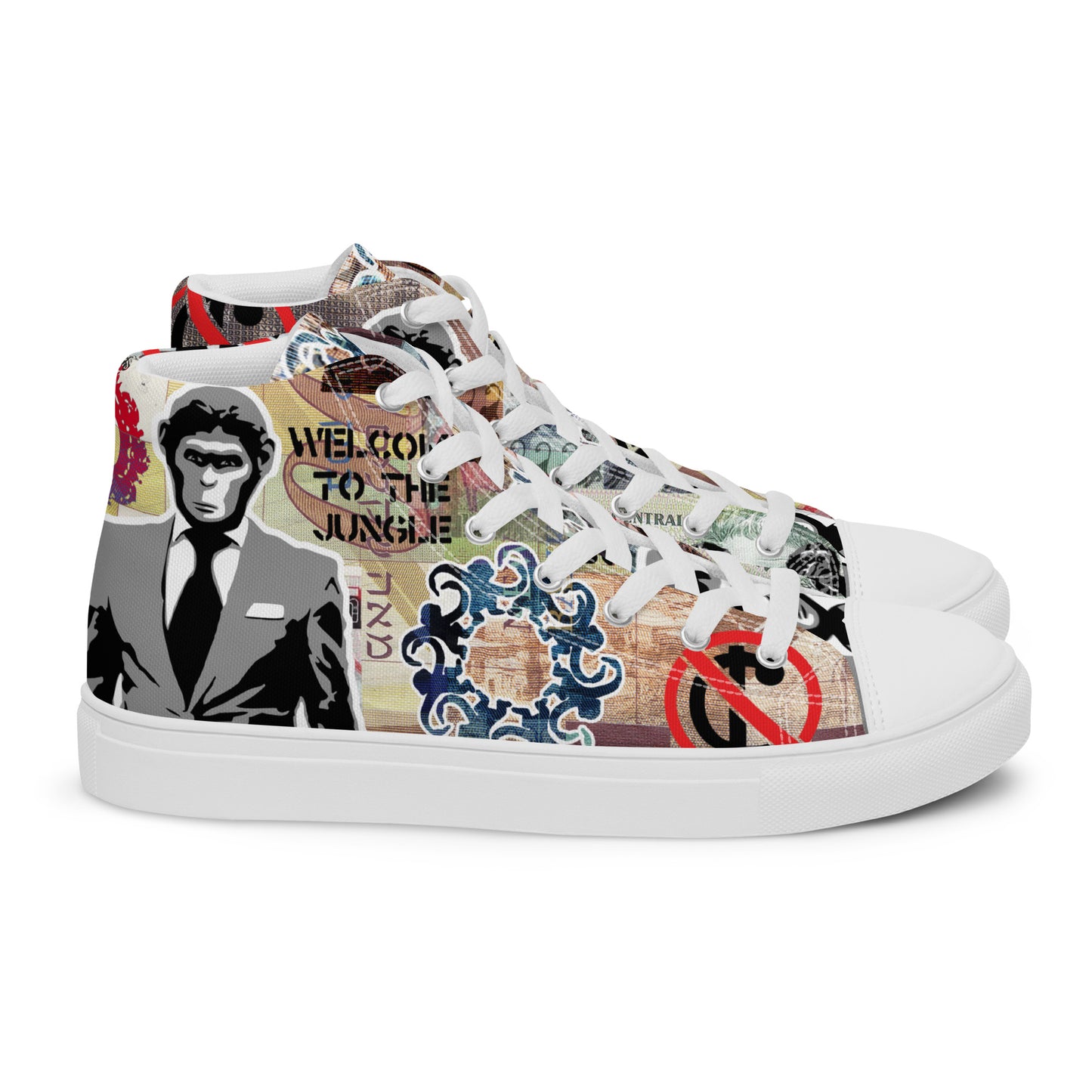 Monkey Business, Urban Abstract, Original Art, Women’s High Top Canvas Shoes