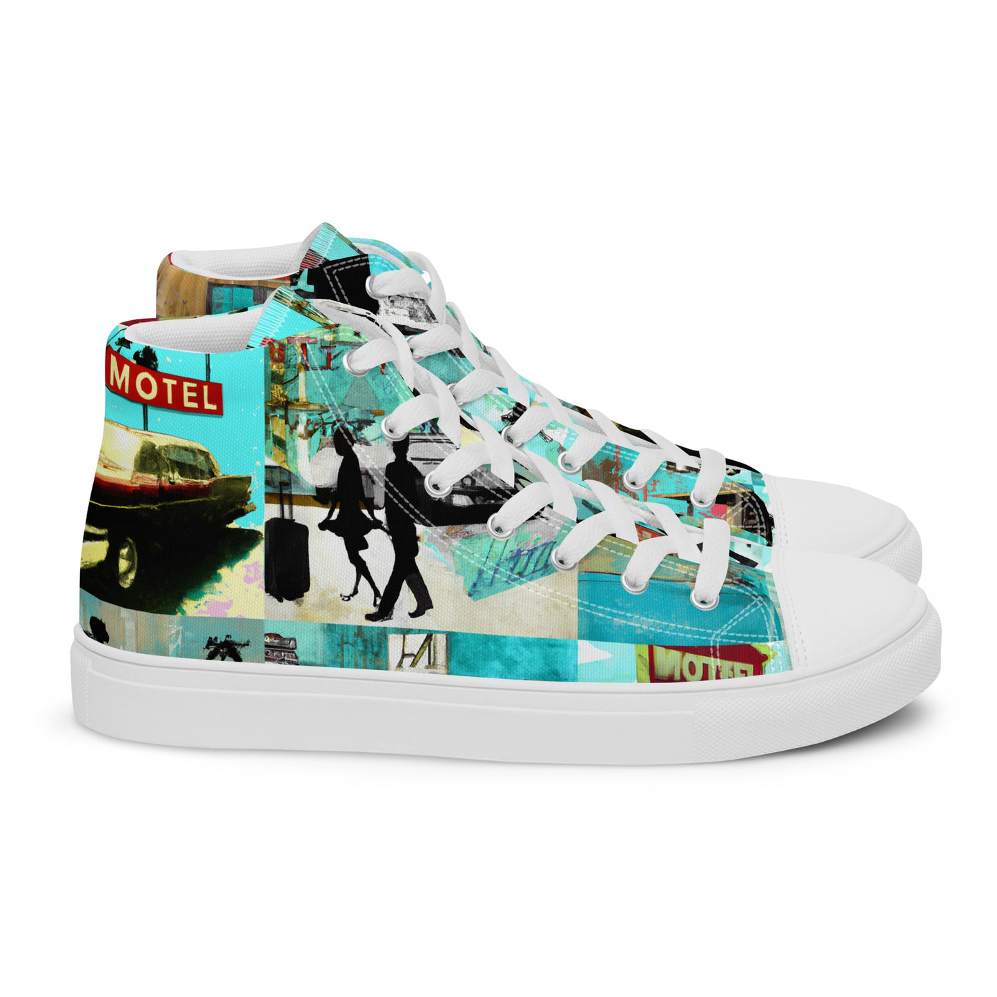 Route 66, Original Art, Retro, Women’s High Top Canvas Shoes