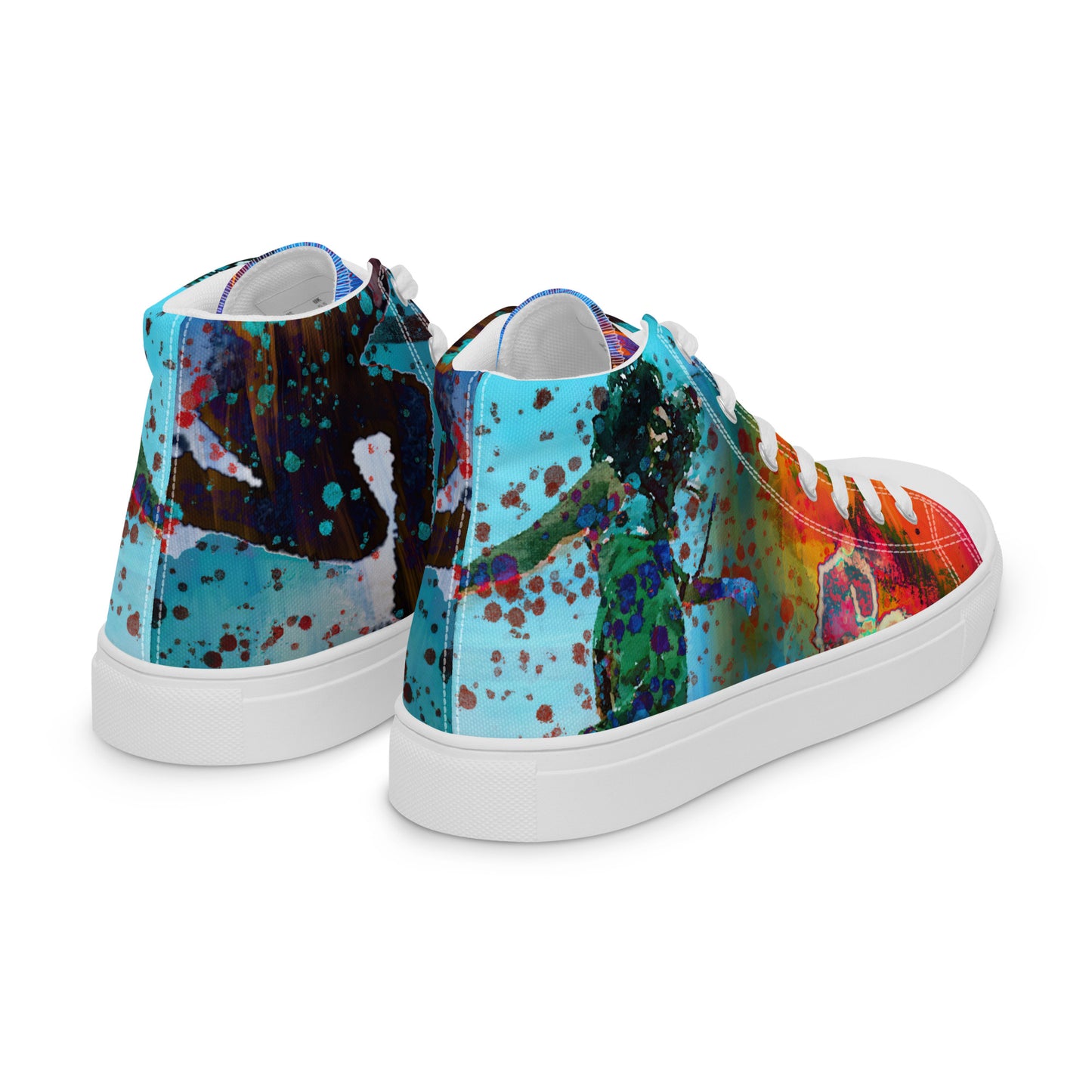 Action Series, Womens High Tops, Original Art, Top Love, from the Neon Love Series, Sneakers, Shoes, Laces, Canvas, Casual