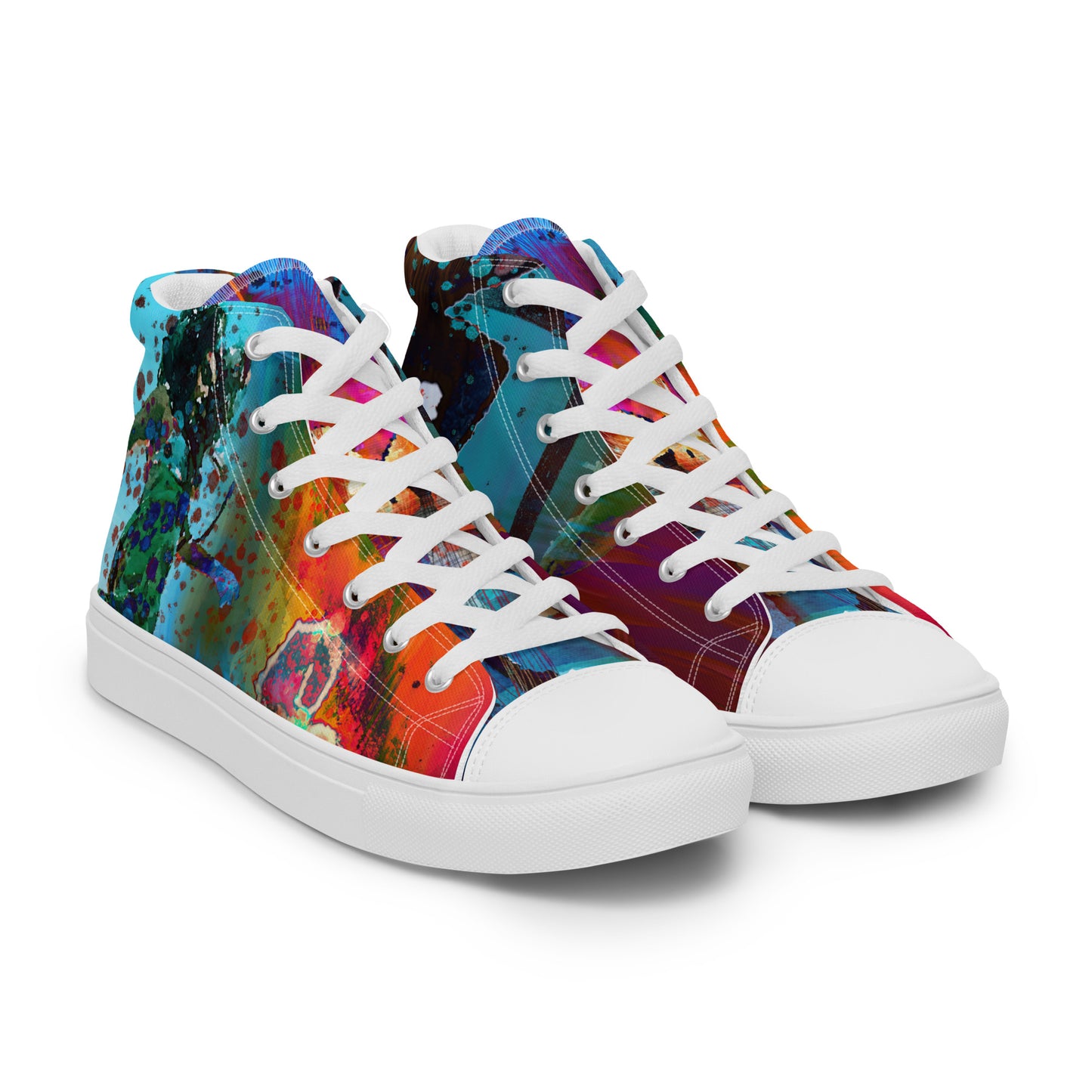 Action Series, Womens High Tops, Original Art, Top Love, from the Neon Love Series, Sneakers, Shoes, Laces, Canvas, Casual