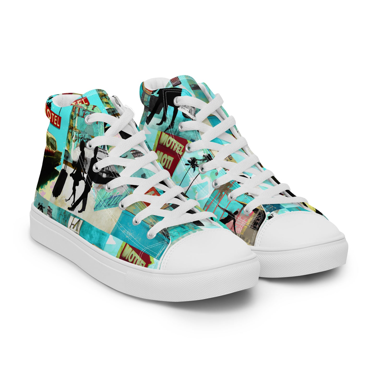 Route 66, Original Art, Retro, Women’s High Top Canvas Shoes