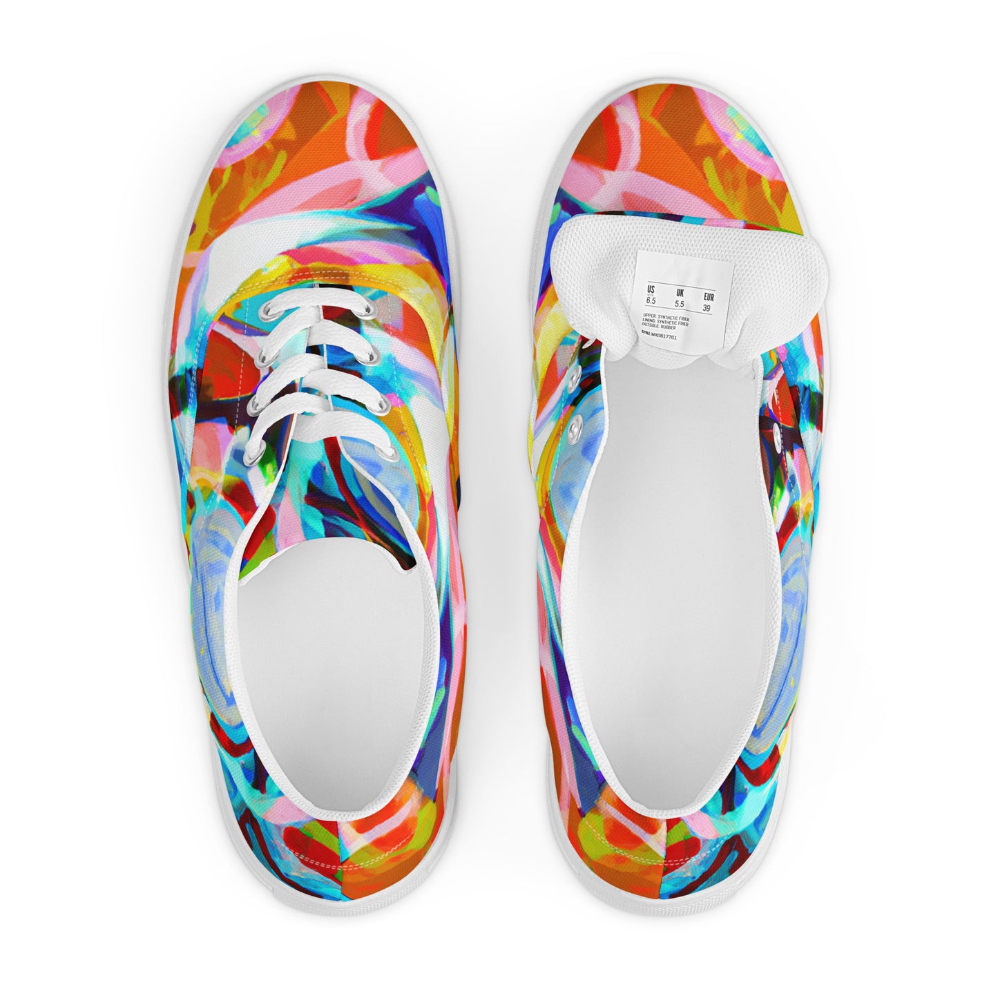 Abstract, Original Art, Women’s Lace-Up Canvas Shoes