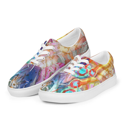 Abstract, Original Art, Women’s Lace-Up Canvas Shoes