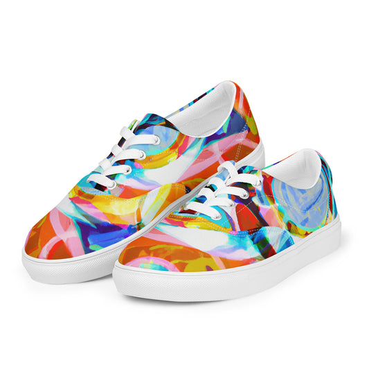 Abstract, Original Art, Women’s Lace-Up Canvas Shoes