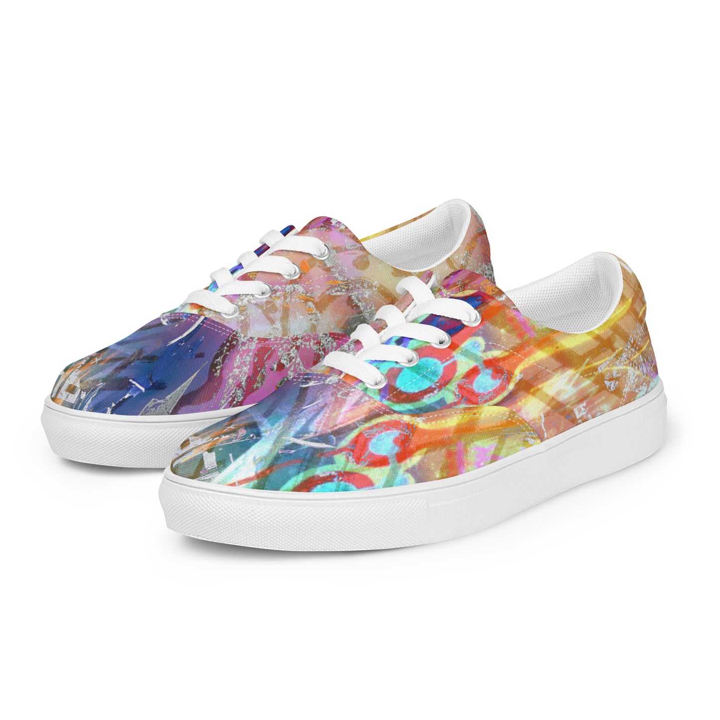 Abstract, Original Art, Women’s Lace-Up Canvas Shoes