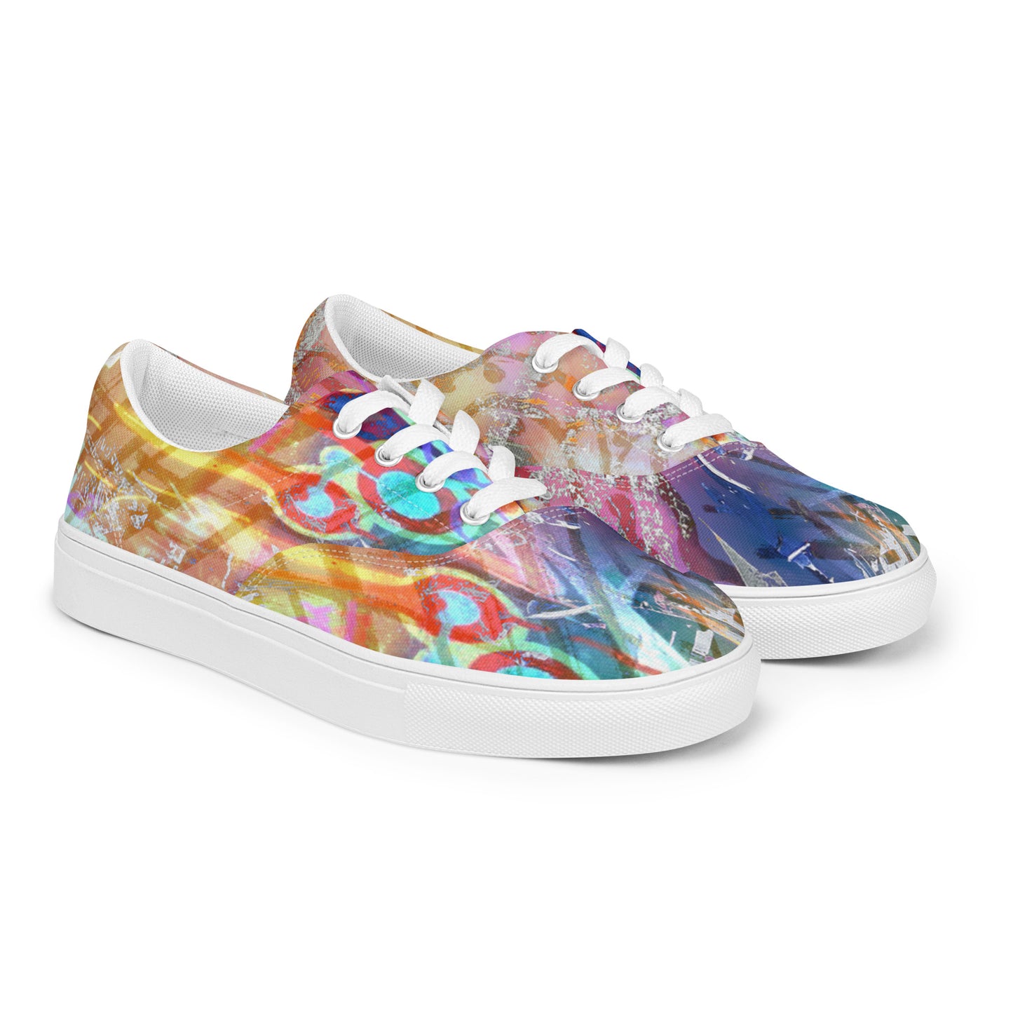 Abstract, Original Art, Women’s Lace-Up Canvas Shoes